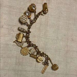 Tupperware Gold Charm Bracelet with Crystals